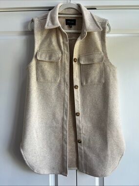 Love Tree Cream Sleeveless Wool-Blend Button-Front Vest
